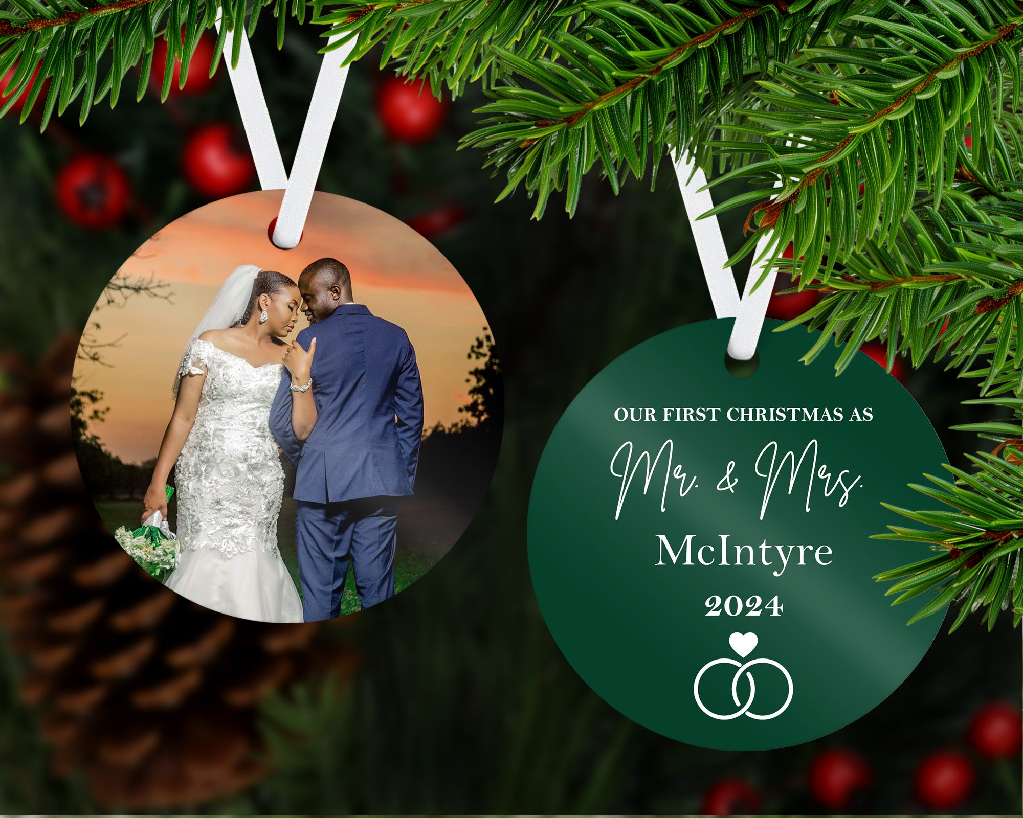 Our First Christmas As (Mr.s & Mrs., Mrs. & Mrs., or Mr. & Mrs.) Newlywed Ornament